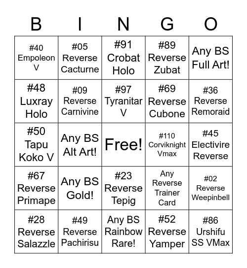 Battle Styles Bingo Card