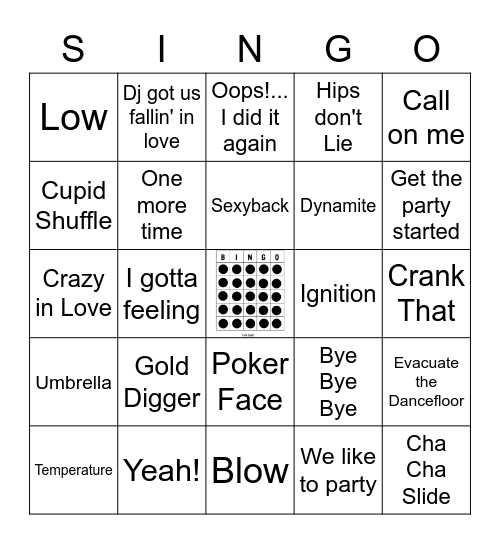 Best Dance Songs 2000's Bingo Card