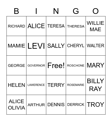 ANDERSON FAMILY BINGO Card