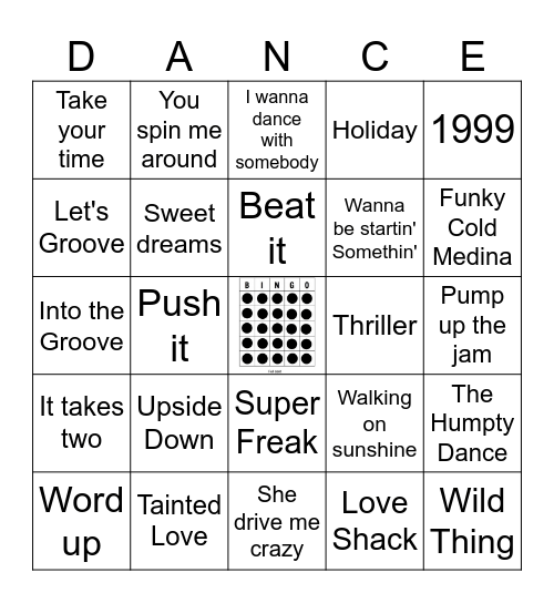 80's Dance Party Bingo Card