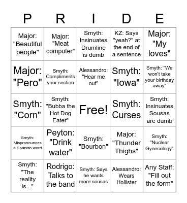 Pride Staff Bingo Card