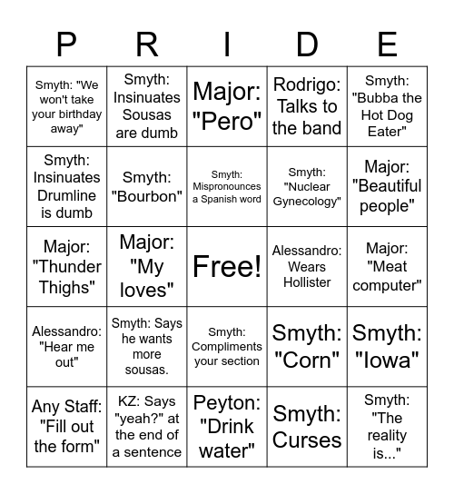 Staff Bingo Card