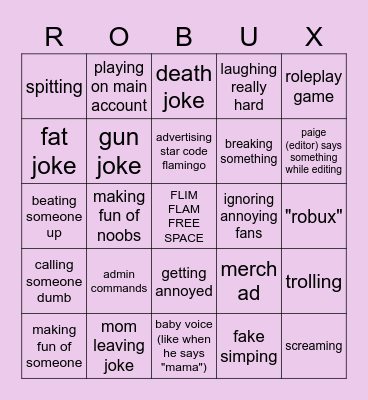 Flamingo/AlbertsStuff/Mrflimflam Bingo!! Bingo Card