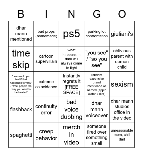 Dhar Mann Bingo v3 Bingo Card