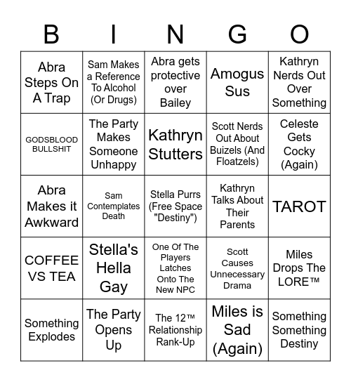 ROTG Bingo Card
