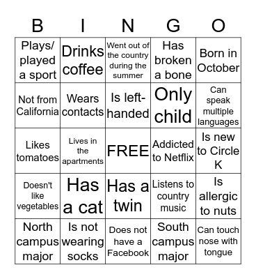 CKI People Bingo Card