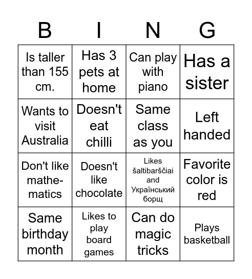 NAISIAI Bingo Card