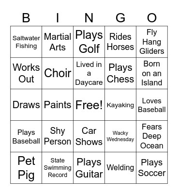 GUESS WHO Bingo Card