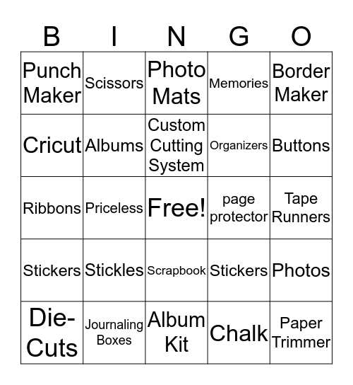 Scrapbookers Bingo Card