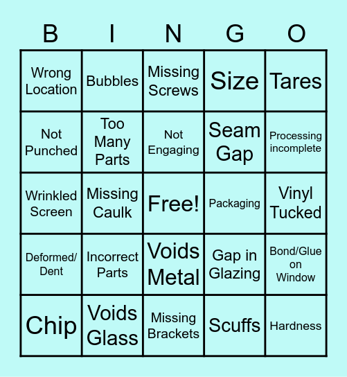 Quality Bingo Card