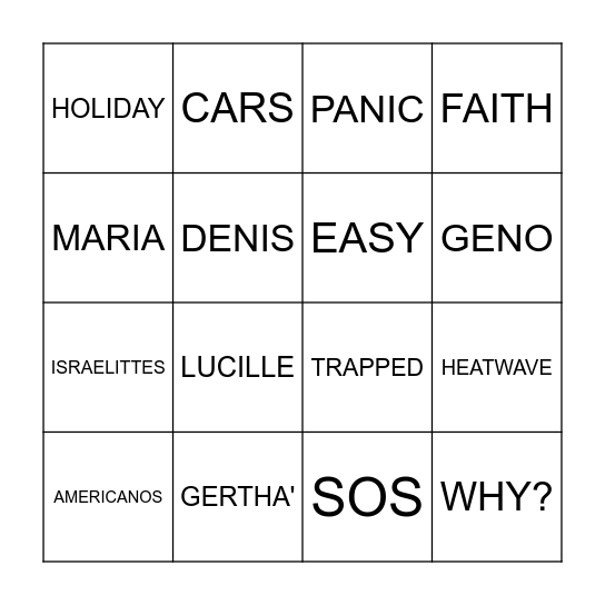 ONE WORD Bingo Card