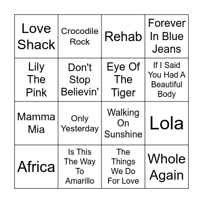 KARAOKE SING-A-LONG Bingo Card