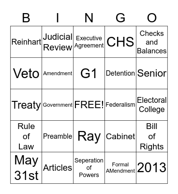 GVT CH 3 Bingo Card