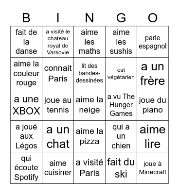 Trouve quelqu'un qui... Bingo Card