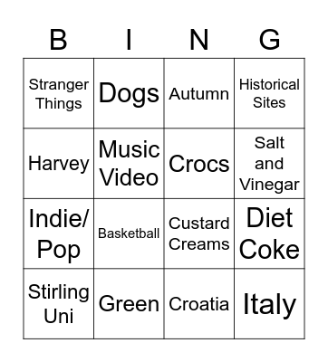 "Get to Know Miss Anderson" Bingo Card