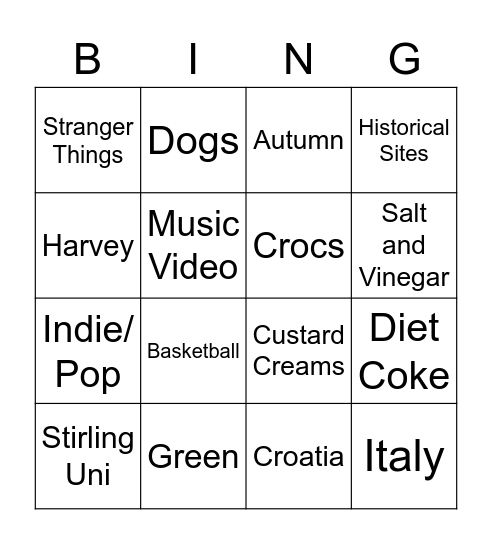 "Get to Know Miss Anderson" Bingo Card