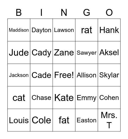 1T  2022 Bingo Card