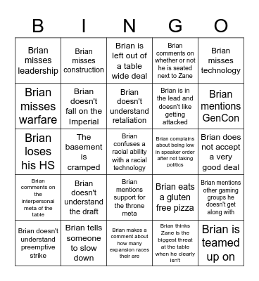 BIG BRIAN BINGO! Bingo Card