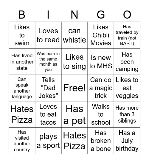 BTS (not the group) Bingo Card