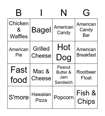 Food Bingo Card