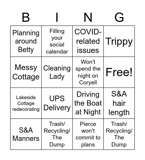 Michigan Complaints Bingo Card