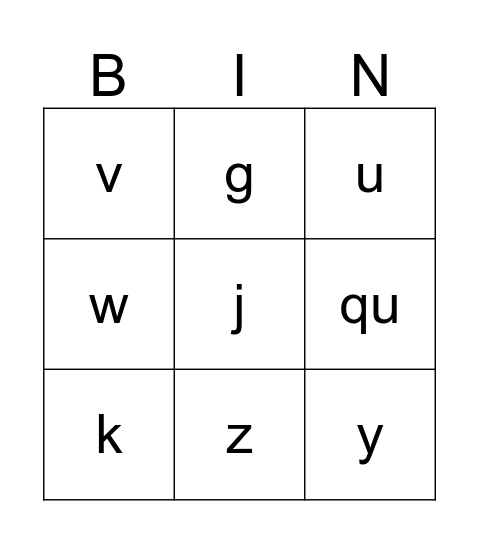 Week 3- 1st grade Bingo Card
