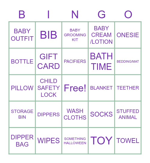 BABY SHOWER BINGO Card