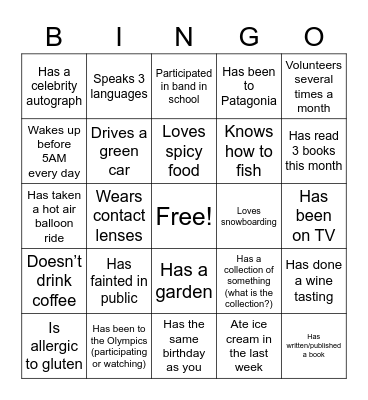 Find Someone Who... Bingo Card