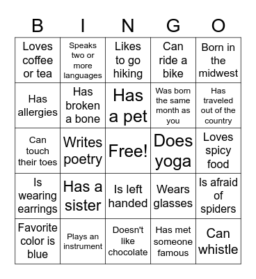 Find Someone Who... Bingo Card