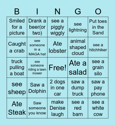 FLORIDA VACATION BINGO! Bingo Card