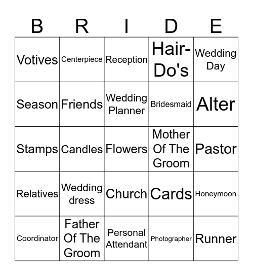 BRIDAL BINGO Card