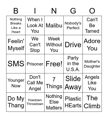 Queen Miley Bingo Card