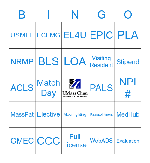 GME Bingo Card