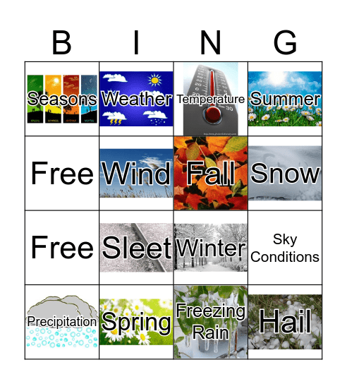 Weather Terms Review Bingo Card