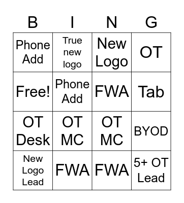 Business Bingo Card