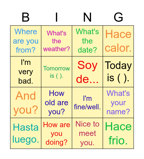 Leccion Preliminar Bingo Card