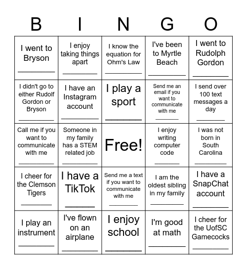 FI Mechatronics Bingo Card