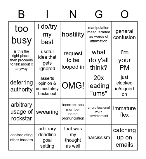 idiocracy Bingo Card