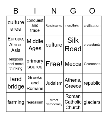 Chapter 1 Bingo! Bingo Card