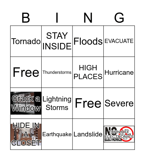 Severe Weather Bingo Card