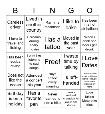 Coworker Bingo Card