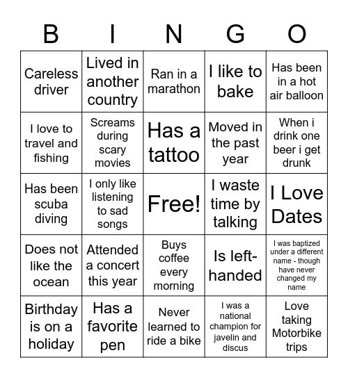 Coworker Bingo Card