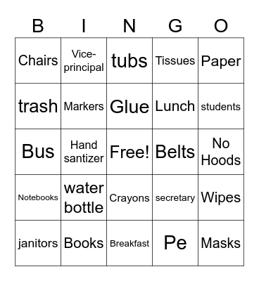 BACK TO SCHOOL BINGO Card