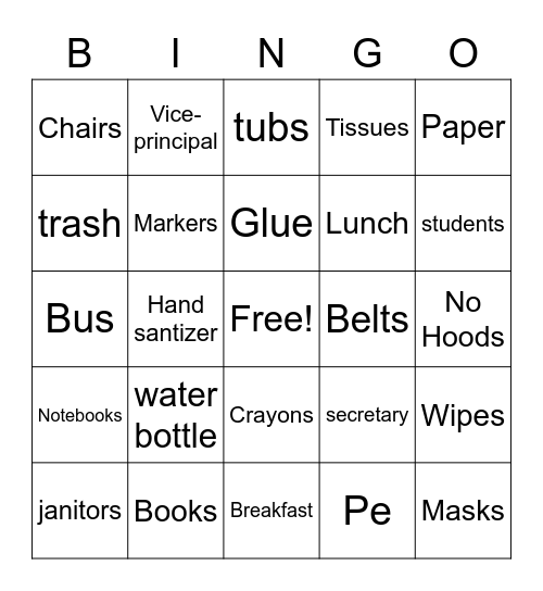 BACK TO SCHOOL BINGO Card