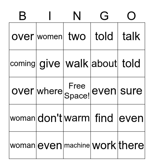 Lesson 15/16 Sight Words (Group 3) Bingo Card