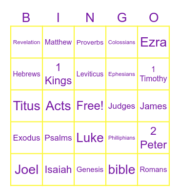 BOOKS OF THE BIBLE Bingo Card