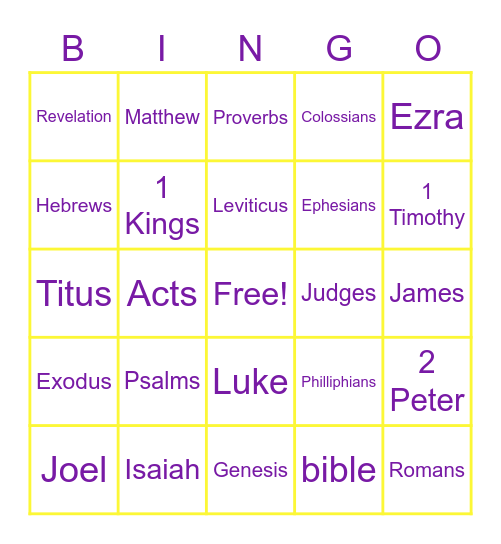 BOOKS OF THE BIBLE Bingo Card