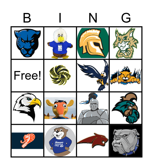 NCCS Mascot BINGO Card