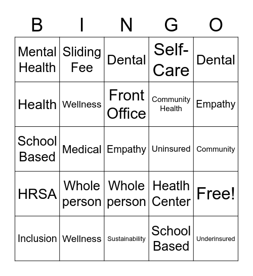 Shawnee Bingo Card