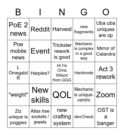 3.19 Bingo Card